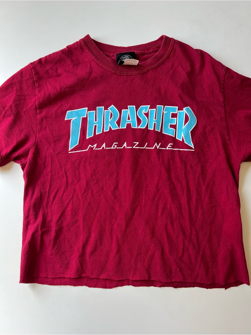 Thrasher Tee in Berry with Aqua Logo